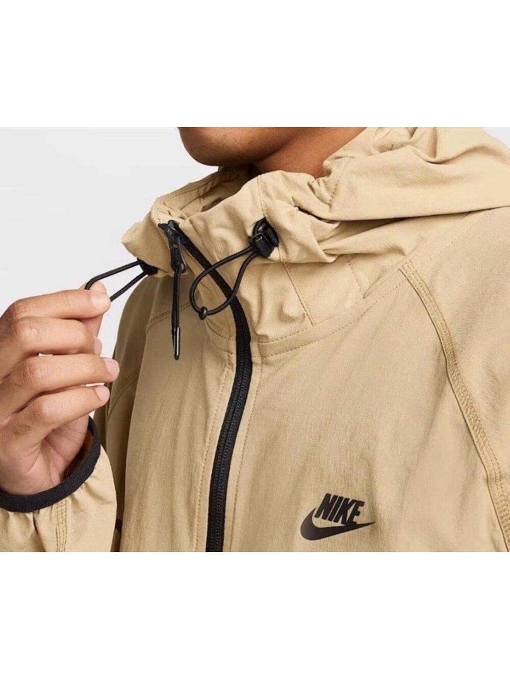 $145 Nike Tech Windrunner Woven Jacket Hoodie Parachute Beige HM7151-297 Men's L - Picture 4 of 10